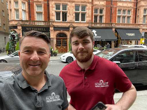 Simon and his son at a property inspection in Mayfair